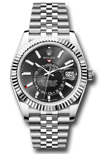Rolex Sky - Dweller Fluted Bezel Black Index Dial Jubilee Bracelet 336934 - WatchesOff5th